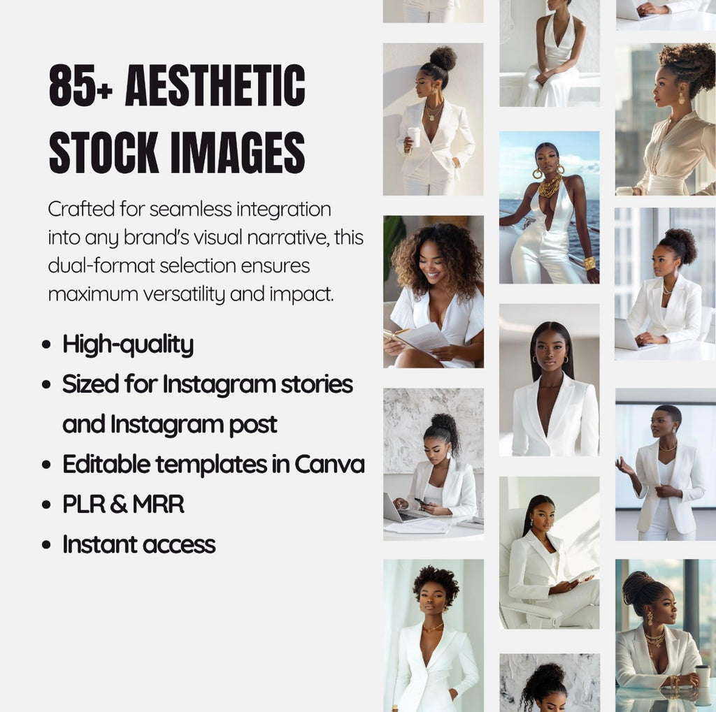 85+ Melanin Stock Photos Vault – Luxe White Look (Includes MRR + PLR License)