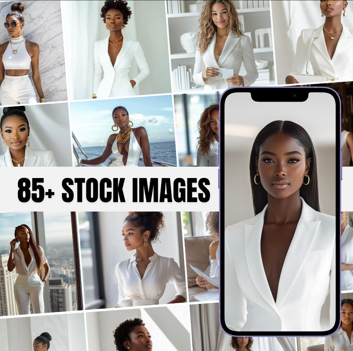85+ Melanin Stock Photos Vault – Luxe White Look (Includes MRR + PLR License)