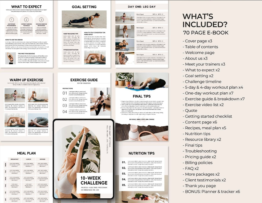 Nutrition Fitness Ebook Template | Fitness Program Planner | Fitness Yoga Coach Template | Nutrition Coach | Workout Personal Training | Gym Packet