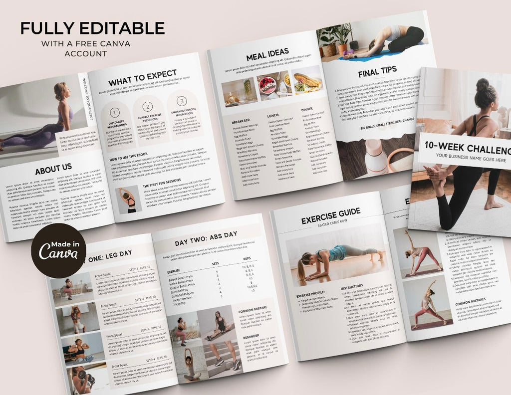 Nutrition Fitness Ebook Template | Fitness Program Planner | Fitness Yoga Coach Template | Nutrition Coach | Workout Personal Training | Gym Packet