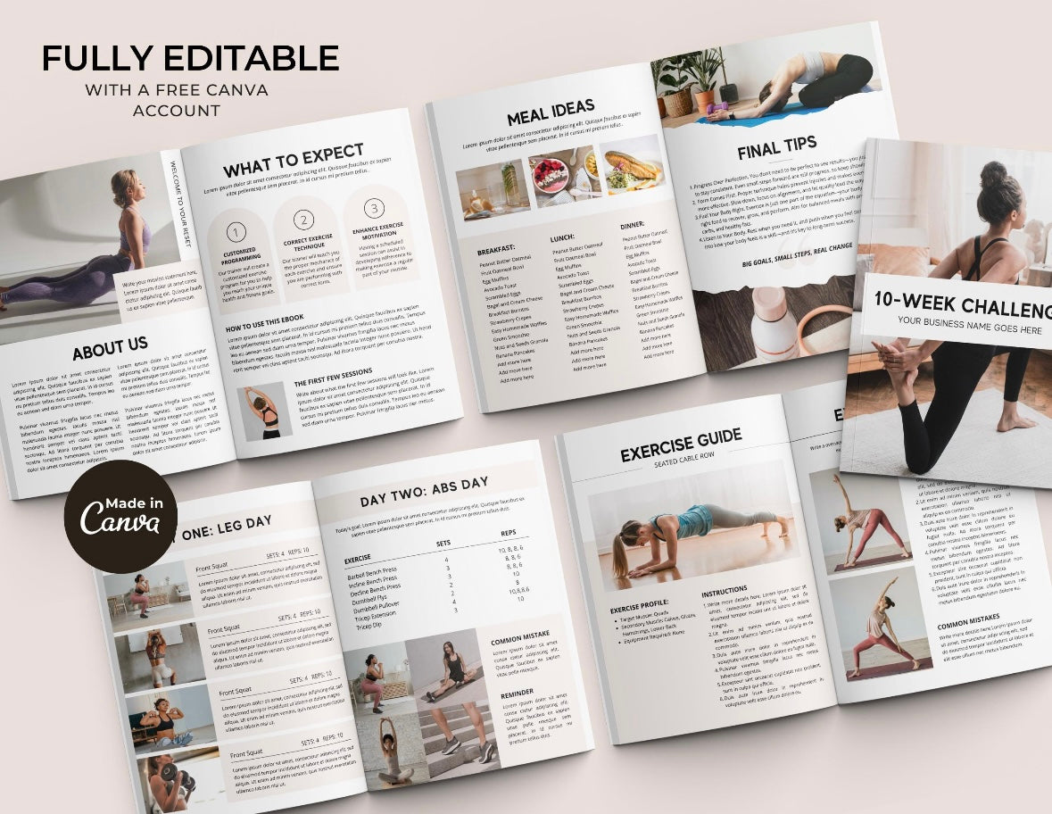 Nutrition Fitness Ebook Template | Fitness Program Planner | Fitness Yoga Coach Template | Nutrition Coach | Workout Personal Training | Gym Packet