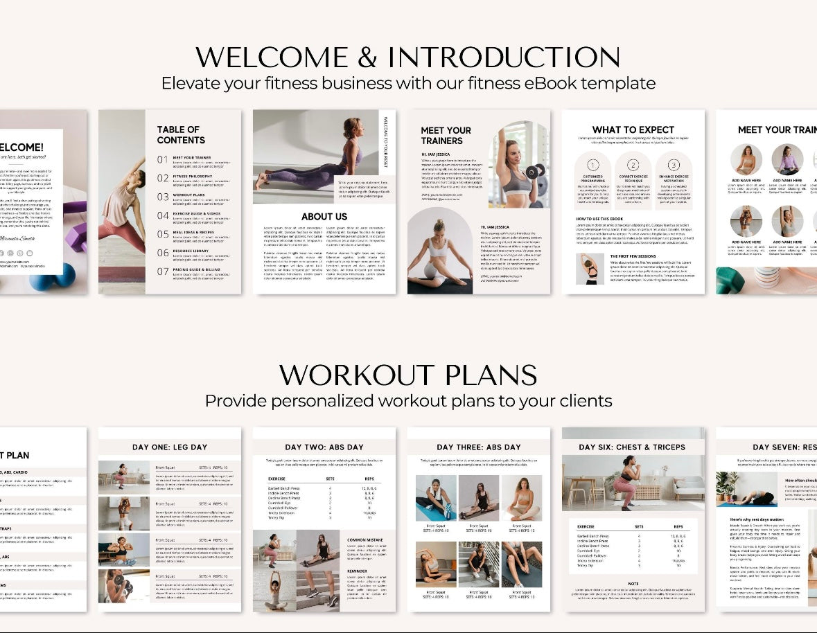 Nutrition Fitness Ebook Template | Fitness Program Planner | Fitness Yoga Coach Template | Nutrition Coach | Workout Personal Training | Gym Packet
