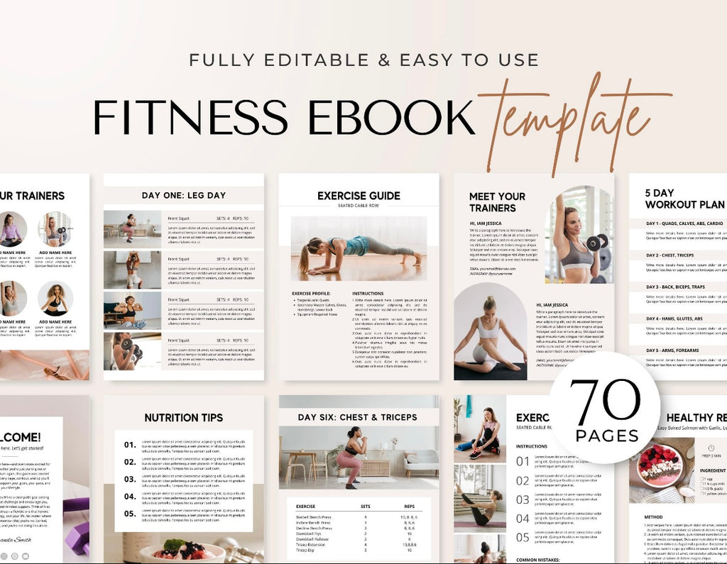 Nutrition Fitness Ebook Template | Fitness Program Planner | Fitness Yoga Coach Template | Nutrition Coach | Workout Personal Training | Gym Packet