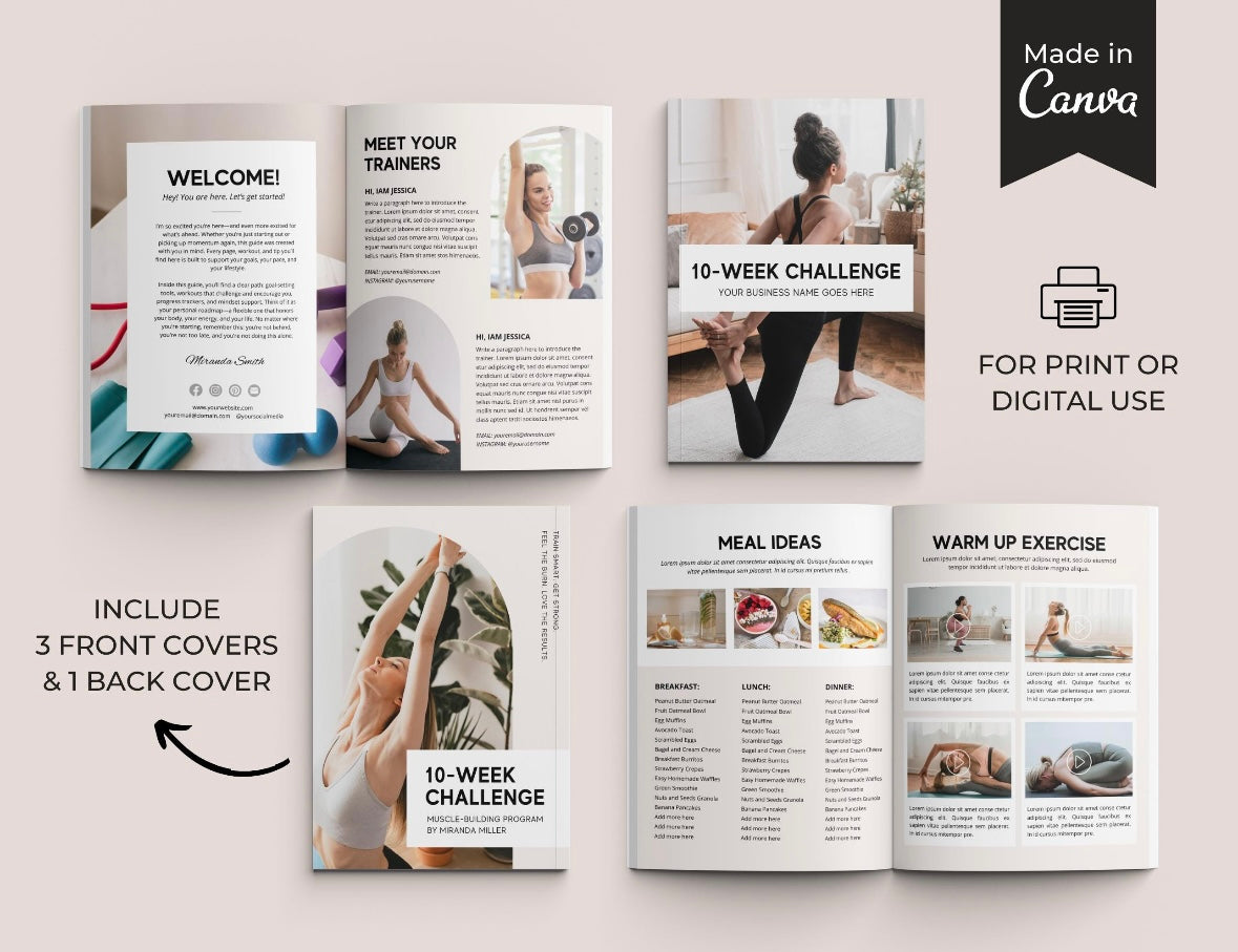 Nutrition Fitness Ebook Template | Fitness Program Planner | Fitness Yoga Coach Template | Nutrition Coach | Workout Personal Training | Gym Packet
