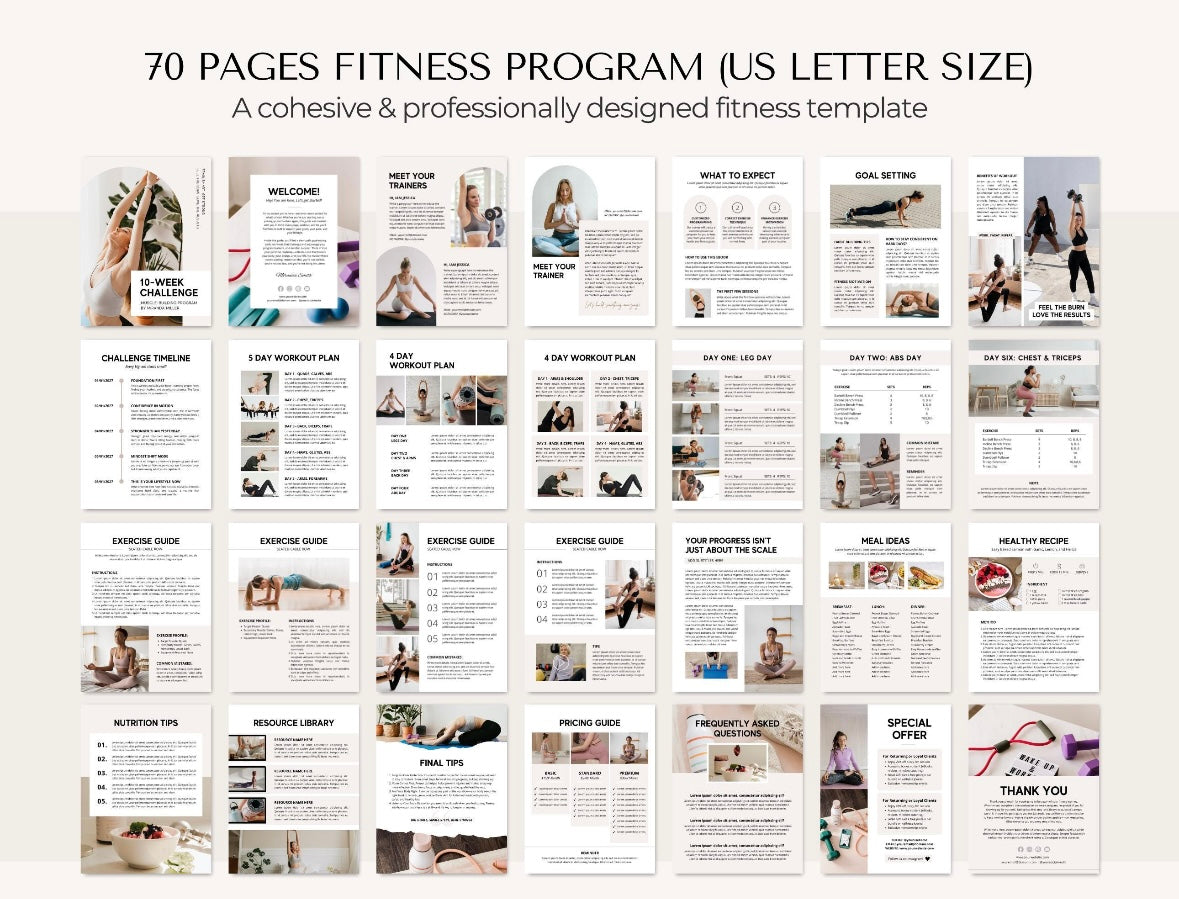 Nutrition Fitness Ebook Template | Fitness Program Planner | Fitness Yoga Coach Template | Nutrition Coach | Workout Personal Training | Gym Packet