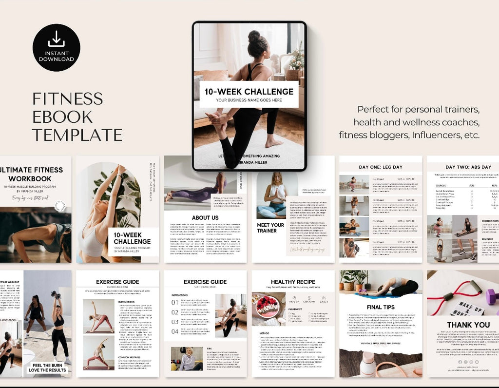 Nutrition Fitness Ebook Template | Fitness Program Planner | Fitness Yoga Coach Template | Nutrition Coach | Workout Personal Training | Gym Packet