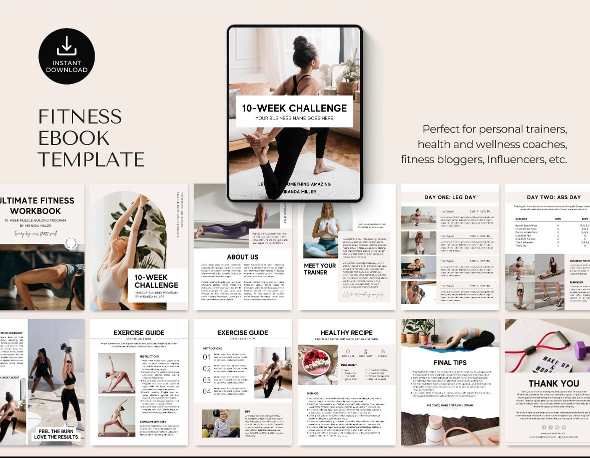 Nutrition Fitness Ebook Template | Fitness Program Planner | Fitness Yoga Coach Template | Nutrition Coach | Workout Personal Training | Gym Packet